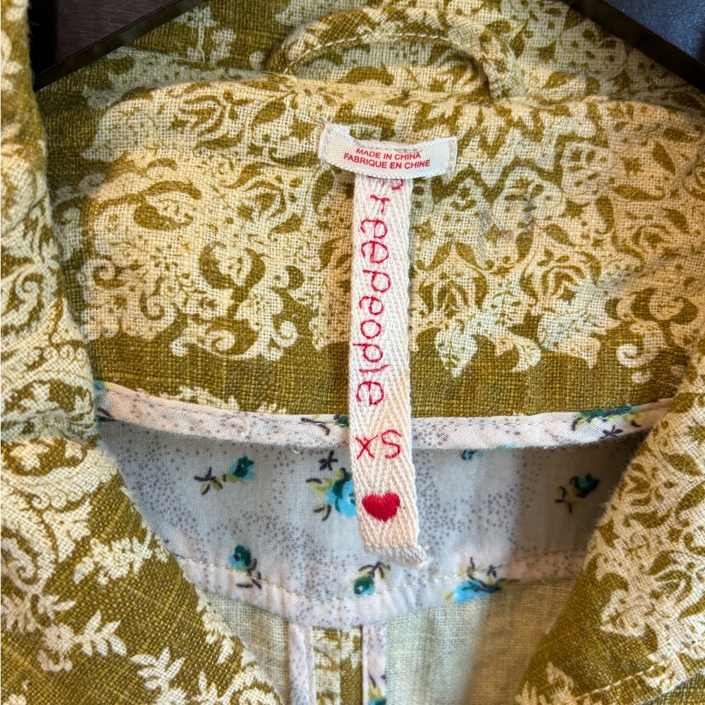 FREE PEOPLE Tan Floral Damask Trench Size XS - Picture 6 of 11